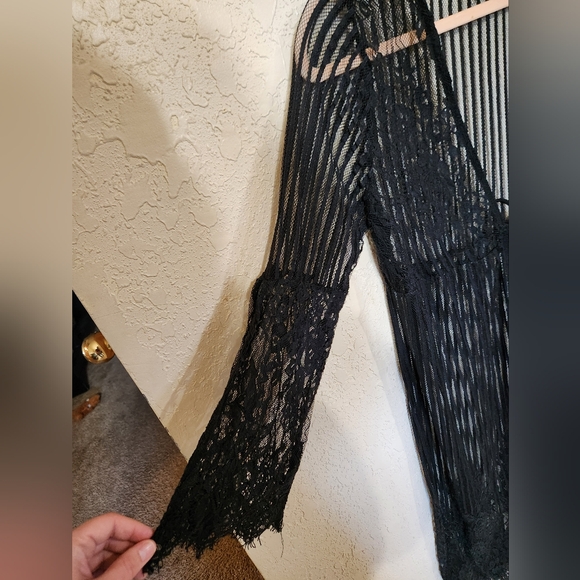 Haute Monde Black Lace Duster Cardigan Small - Picture 4 of 6